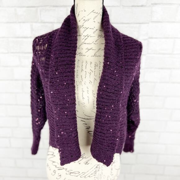 Express Knit Purple Sweater Cardigan with Sequin Size XS - Picture 1 of 7